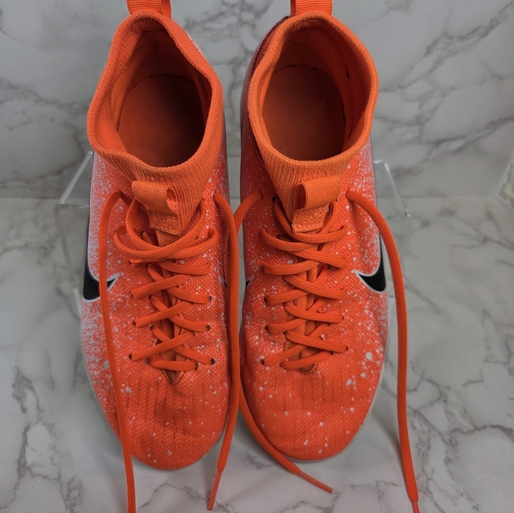 Nike Kids Orange and White High-Top Sneakers - Picture 4 of 5